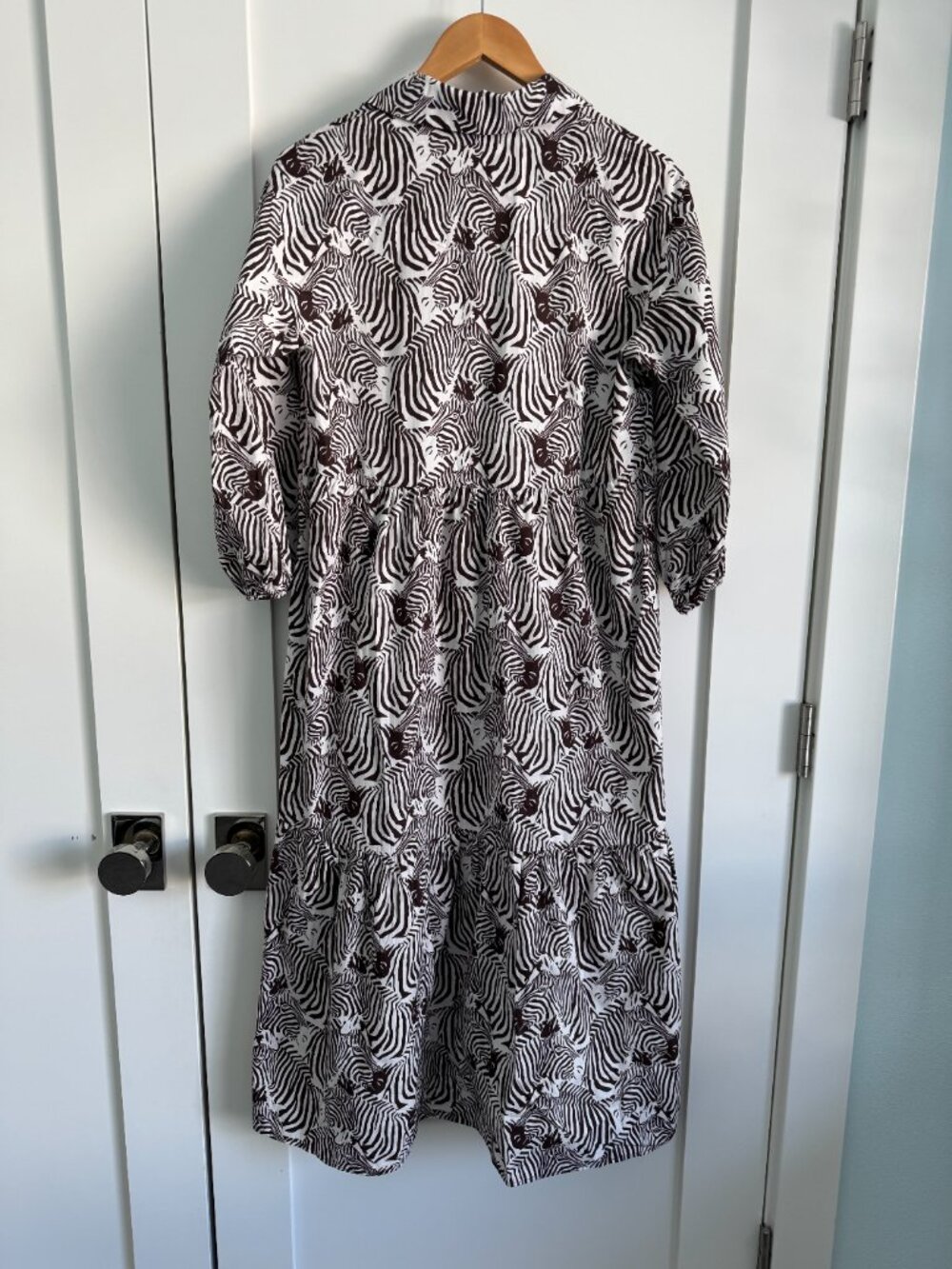 Anthropologie Maeve The Bettina dress in Brown and Ecru Zebra print Size XS - Picture 2 of 4